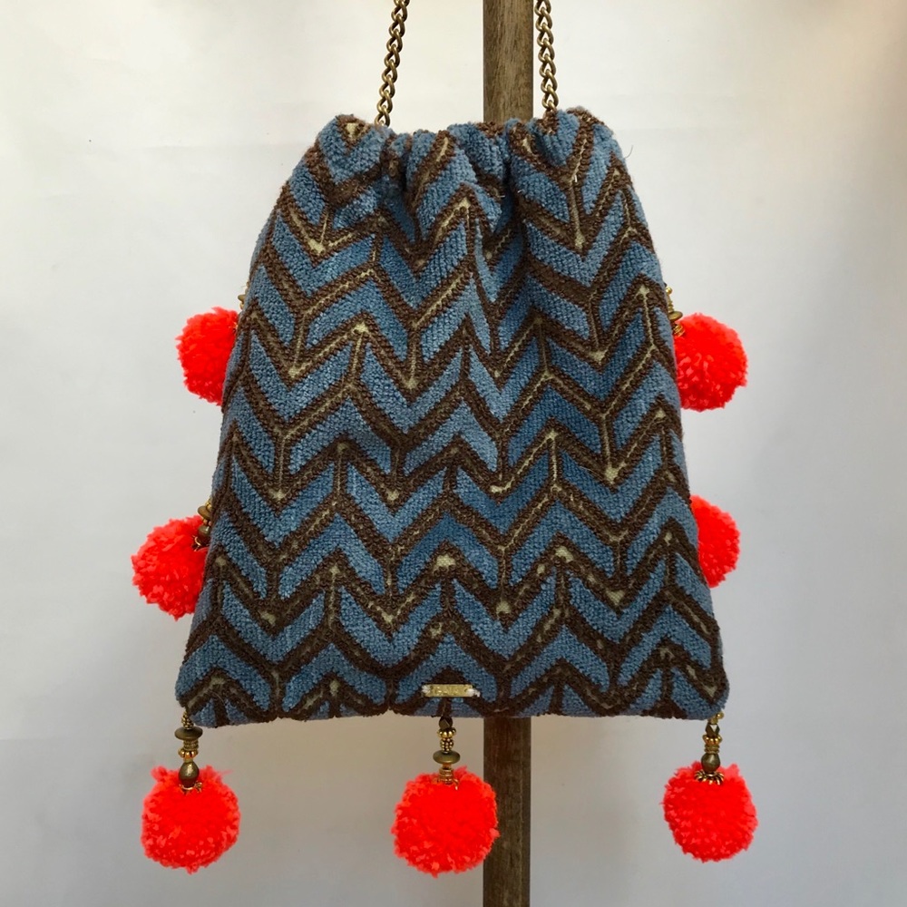 NWT Gaia Pom Pom Crossbody Chain Mini Bag